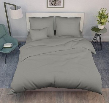 Постельное белье поплин гладкокрашеный / Грей