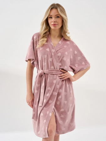 Женский халат "Велюровое сердце" 2186-В / Сухая роза (сердечки)