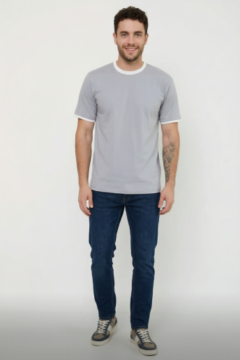 Мужская футболка 14481 / серый+белый