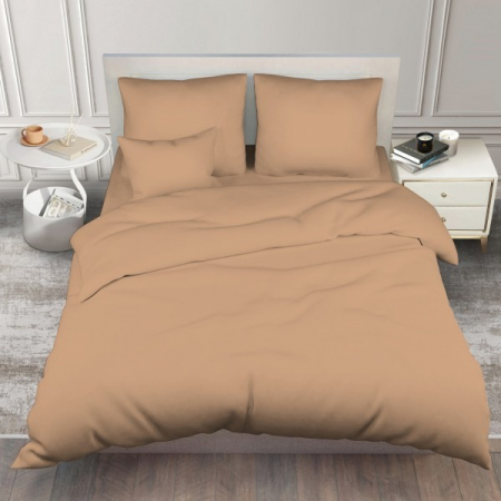 Постельное белье поплин гладкокрашеный / Кофе с молоком