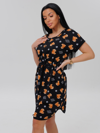 Женский халат Х-140(К) / Черный (собачки)