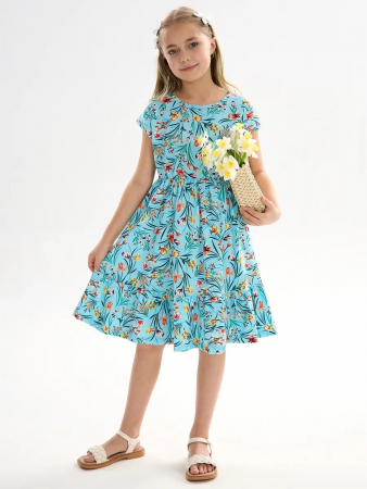 Детское платье "Ласточка" / Ирисы на голубом