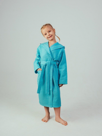Детский вафельный халат "Комфорт" / голубой
