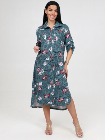 Женская туника МИДИ ТК-25 / Оливковый, газета