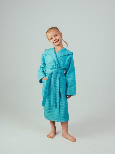 Детский вафельный халат "Комфорт" / голубой