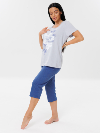 Женская пижама П-33(К) / Синий (надписи)