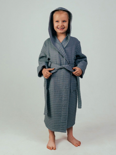 Детский вафельный халат "Комфорт" / серый