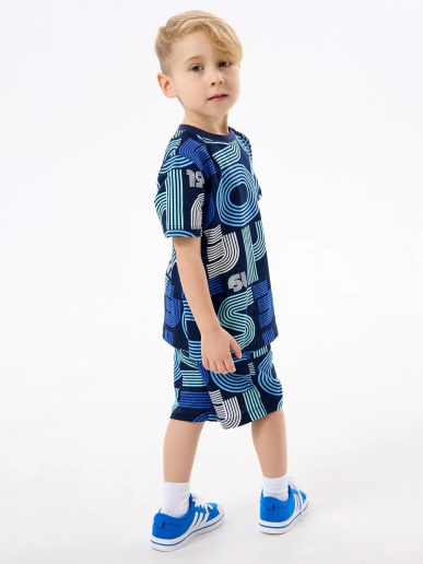 Детская пижама с шортами "Сорванец" / Диско синий