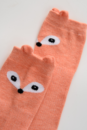 Детские гольфы Мишка и лиса (набор 2 пары) / бежевый, персик