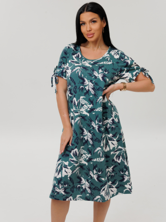 Женское платье Пл-109(К) / Бирюза (цветы)