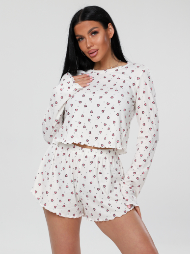 Женская пижама П-105(Каш) / Молочный (сердечки)