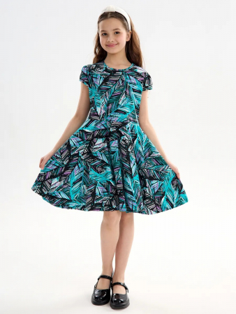 Детское платье "Птичка" / Тропики фиолетовые