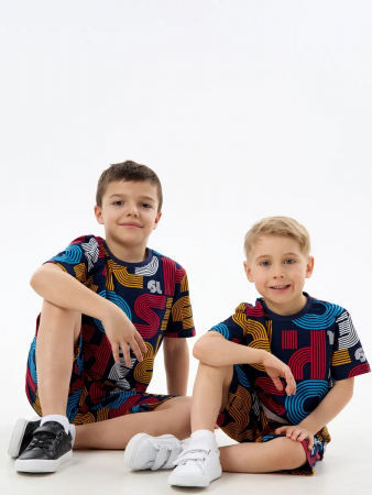 Детская пижама с шортами "Сорванец" / Диско красный