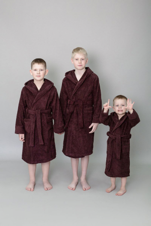 Детский махровый халат с капюшоном / шоколадный