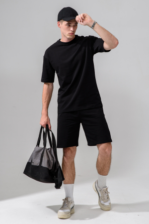 Мужской костюм с шортами 14486 / черный