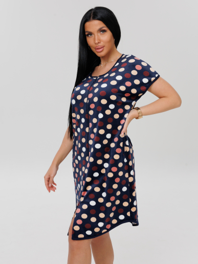 Женский халат Х-144(В) / Темно-синий (горох)