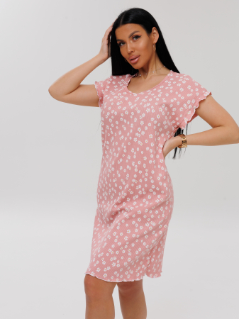 Женская сорочка Сор-107(Каш) / Розовый (ромашки)