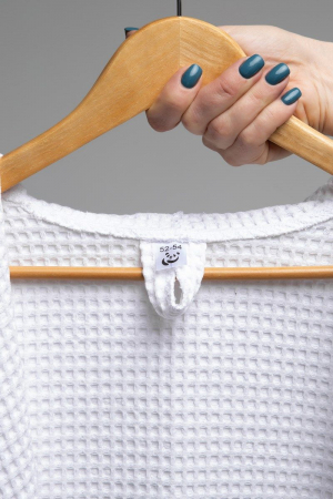 Мужской вафельный халат PandaHug Orlando с капюшоном / белый