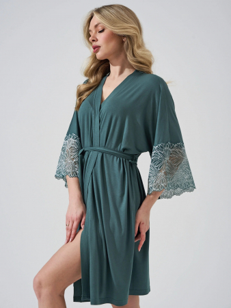 Женский  халат Флирт (кружево) 2451-Ви / Зеленый