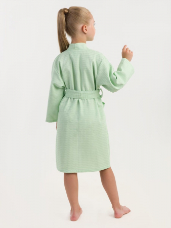 Детский вафельный халат / мятный