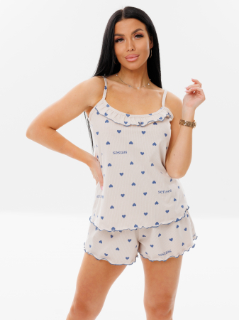 Женская пижама П-70(К) / Кремовый (сердечки)