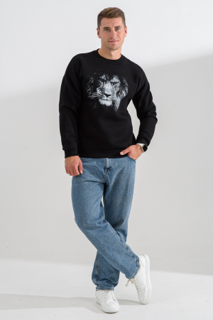 Мужской свитшот 8559 / черный+лев
