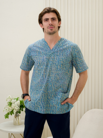 Рубашка медицинская мужская М-286-13367 Поплин