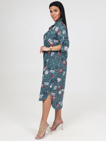 Женская туника МИДИ ТК-25 / Оливковый, газета