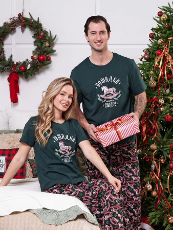 Мужская пижама "Лошадка" 2415-К / Зеленый