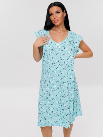 Женская сорочка Сор-71(К) / Бирюзовый (цветы)