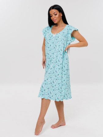 Женская сорочка Сор-71(К) / Бирюзовый (цветы)