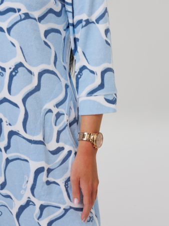 Женский халат Х-77(М) / Голубой (узоры)