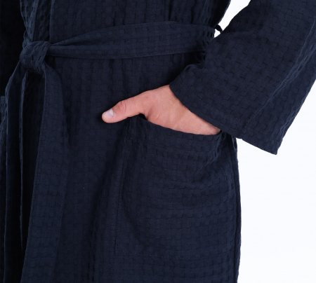 Халат вафельный Relax / темно-синий