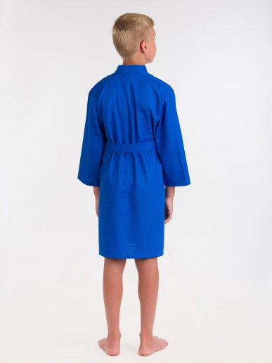 Детский вафельный халат / васильковый