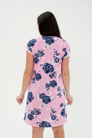 Женская ночная сорочка Социал / темно синие цветы