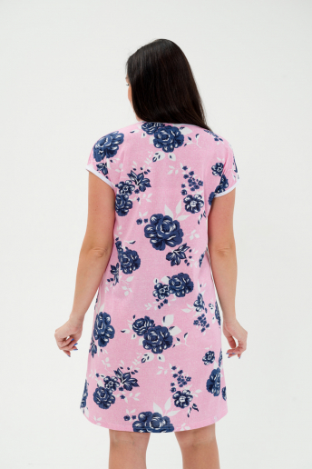 Женская ночная сорочка Социал / темно синие цветы