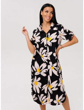 Женский халат Х-105(К) / Черный (цветы)