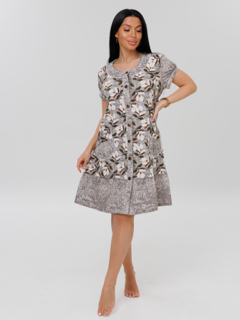 Женский халат Х-48(К) / Серый (желтые цветы)