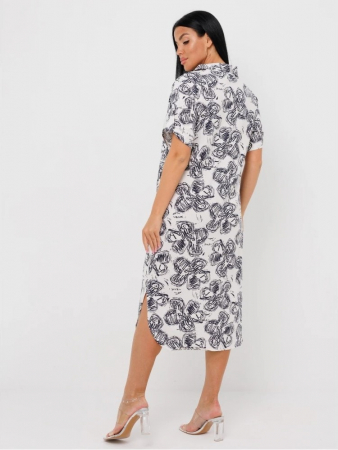 Женский халат Х-105(К) / Белый (цветы)