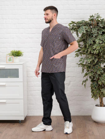 Рубашка медицинская мужская М-286-10589 Поплин