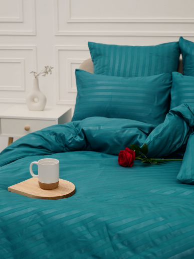 Пододеяльник микрофибра страйп / Морская волна