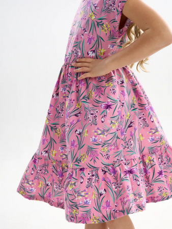 Детское платье "Ласточка" / Ирисы на розовом