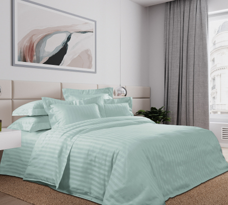 Ткань страйп-сатин / Зеленый