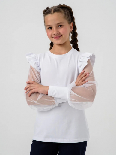 Детская блузка "Яра" длинный рукав / Белый