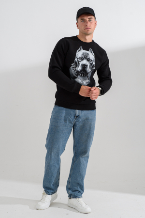 Мужской свитшот 8559 / черный+питбуль