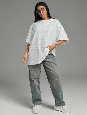 Женская футболка Ирбис / Махра, белый сердечки