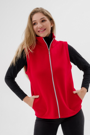 Жилет женский из футера / Красный макси