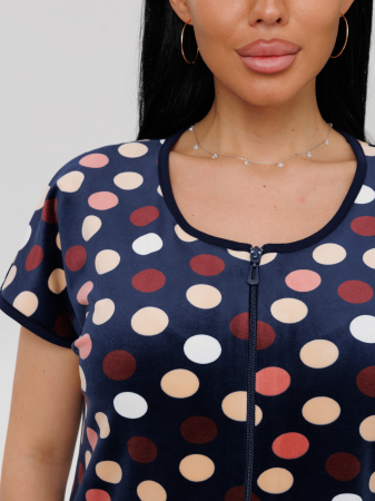 Женский халат Х-144(В) / Темно-синий (горох)