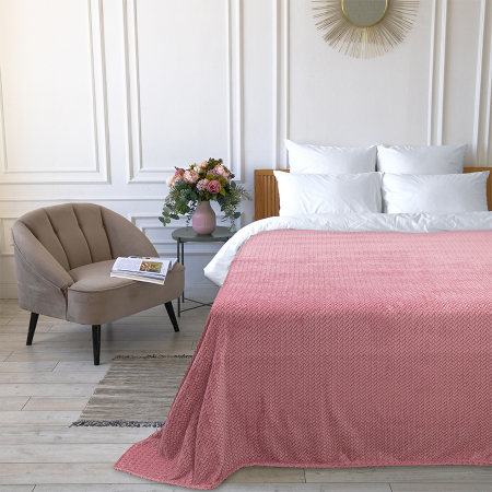 Покрывало Happy Family велсофт зигзаг г/к №21 Брусничный