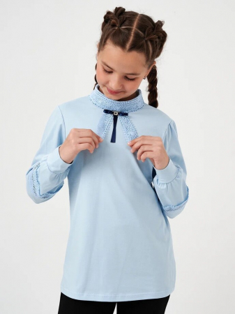 Детская блузка "Алена" длинный рукав / Голубой